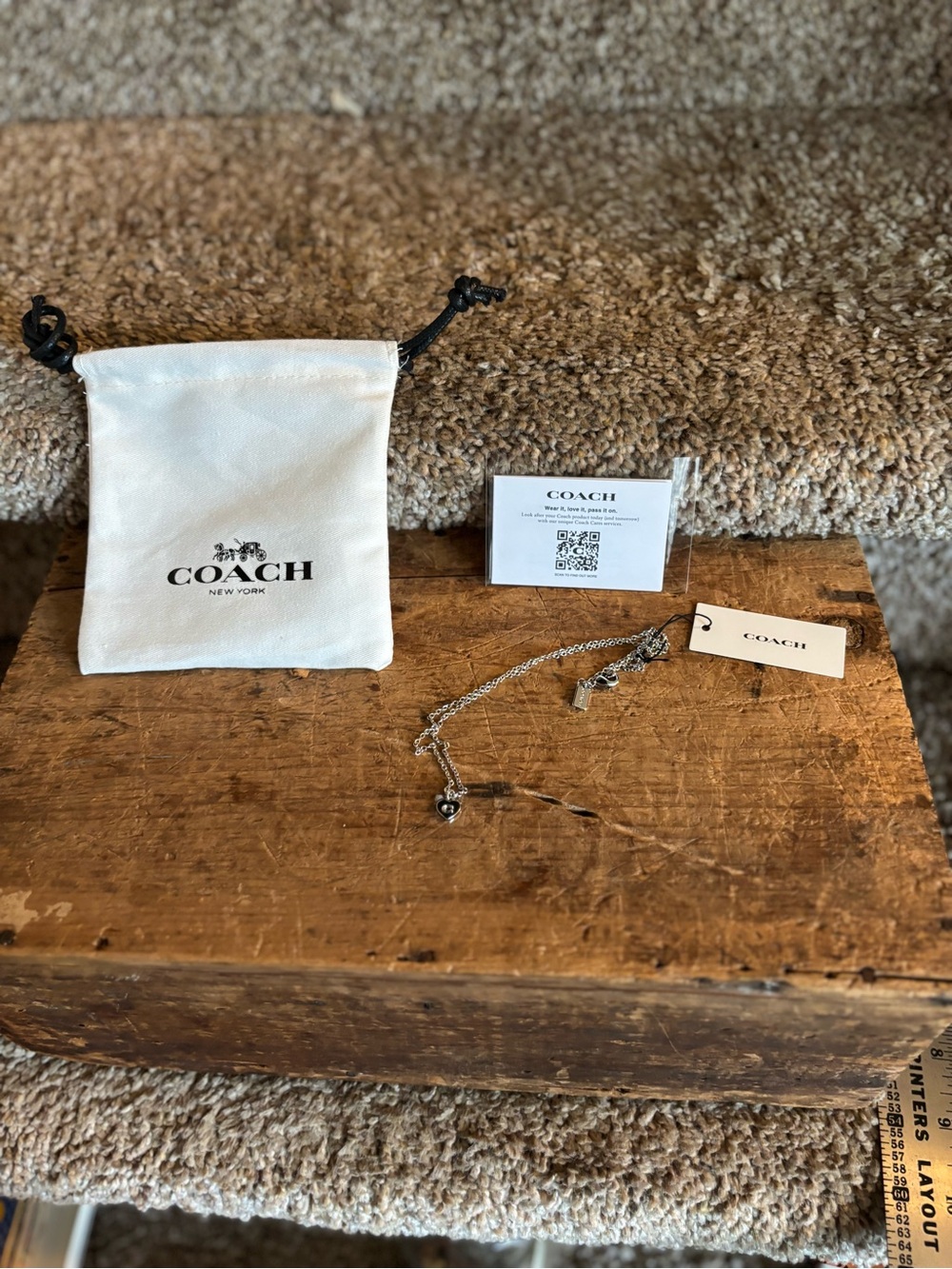 Coach Silver-Tone Pendant Necklace with Branded Tag